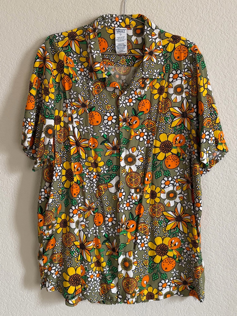 Walt Disney World 50th Anniversary Vault Collection Orange Bird Button Up Shirt